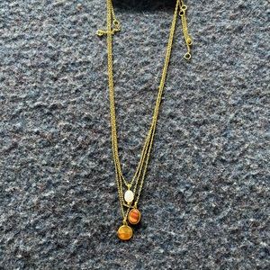 Madewell Necklace Set — freshwater pearl, gold malachite